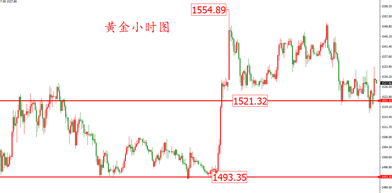 黃金價格走勢圖：黃金小時圖